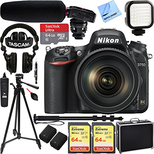 Nikon-D750-DSLR-243MP-Digital-Camera-AF-S-NIKKOR-24-120mm-f4G-ED-VR-Lens-w-Tascam-DSLR-Audio-Recorder-and-Shotgun-Microphone-128GB-64GB-Pro-Video-Bundle