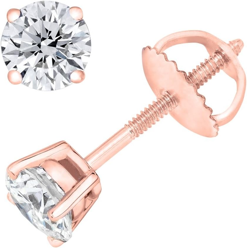Round Diamond stud (IGI Certified 0.70 ct & up) Plus Quality ScrewBack 14K from 0.04ct - 2.00ct