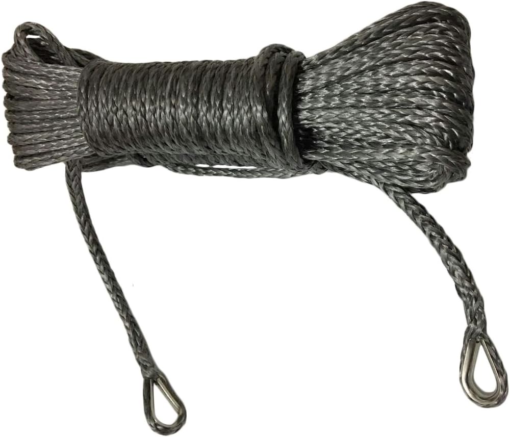 1/4"50ft Rope for ATV Winch,ATV Synthetic Winch Rope,Boat Winch Cable,Off Road Rope (Grey)