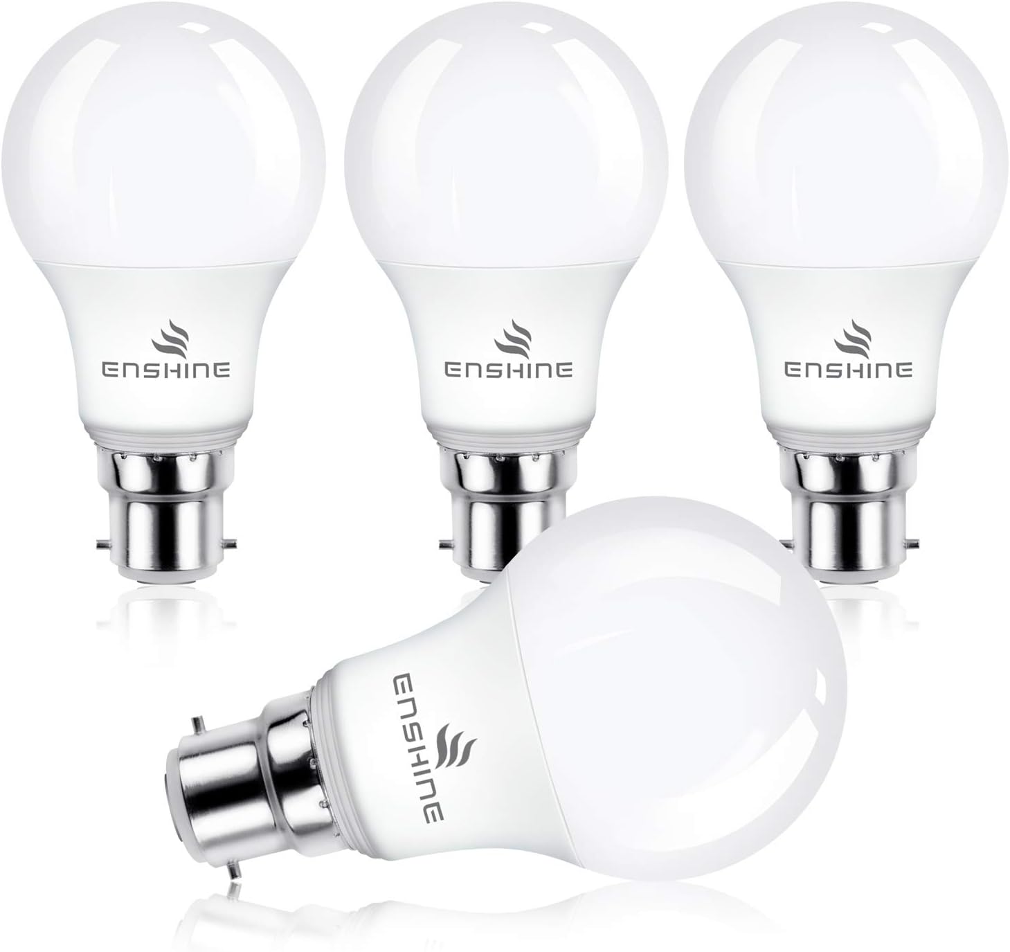 ENSHINE Bayonet Light Bulbs, 60W Equivalent, 10W B22 LED Bulbs, 850 Lumens, Warm White 3000K, Energy Saving Lightbulbs, Frosted, Non-Dimmable, Pack of 4