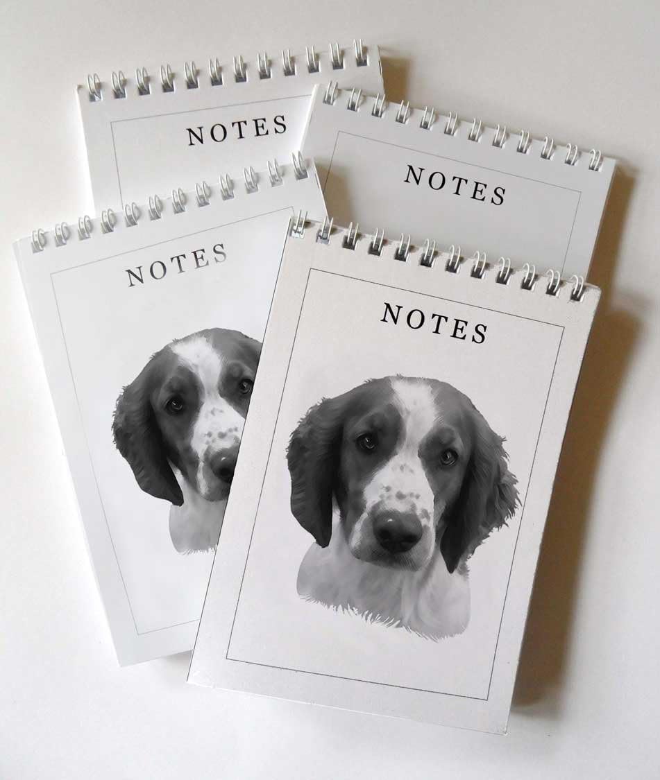 Welsh Springer Spaniel Dog Pack of 4, A6 Notepads Gift Set