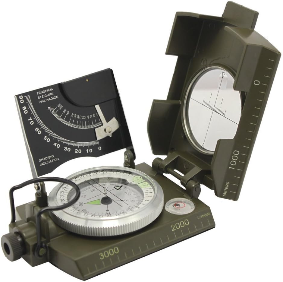 KARELU Professional Multifunction Military Army Metal Sighting Compass w/Inclinometer Camping and Hiking Waterproof Compass Green Color