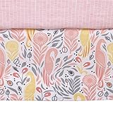 DwellStudio Boheme Peacock/Floral Print Crib Skirt, Peach/Gold/Gray