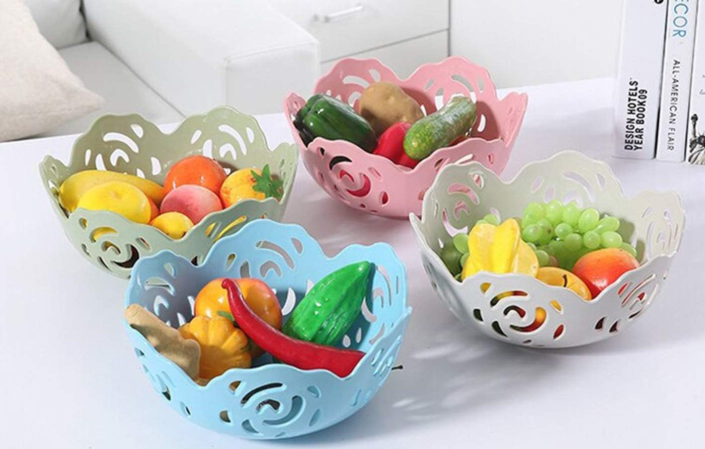 TIED RIBBONS Set of 4 Flexible Multipurpose Plastic Baskets for Fruits Vegetables Chocolate Storage and Kitchen Fridge Dining Table (Multicolour)