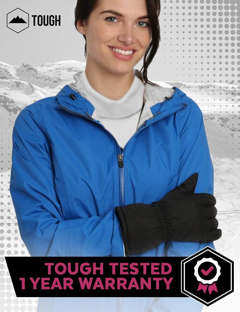 Womens Snow & Ski Gloves - Waterproof & Windproof Winter Snowboard Gloves for Cold Weather Skiing & Snowboarding - With Nylon Shell, Thermal Insulation, Synthetic Leather Palm & Wrist Straps : Clothing