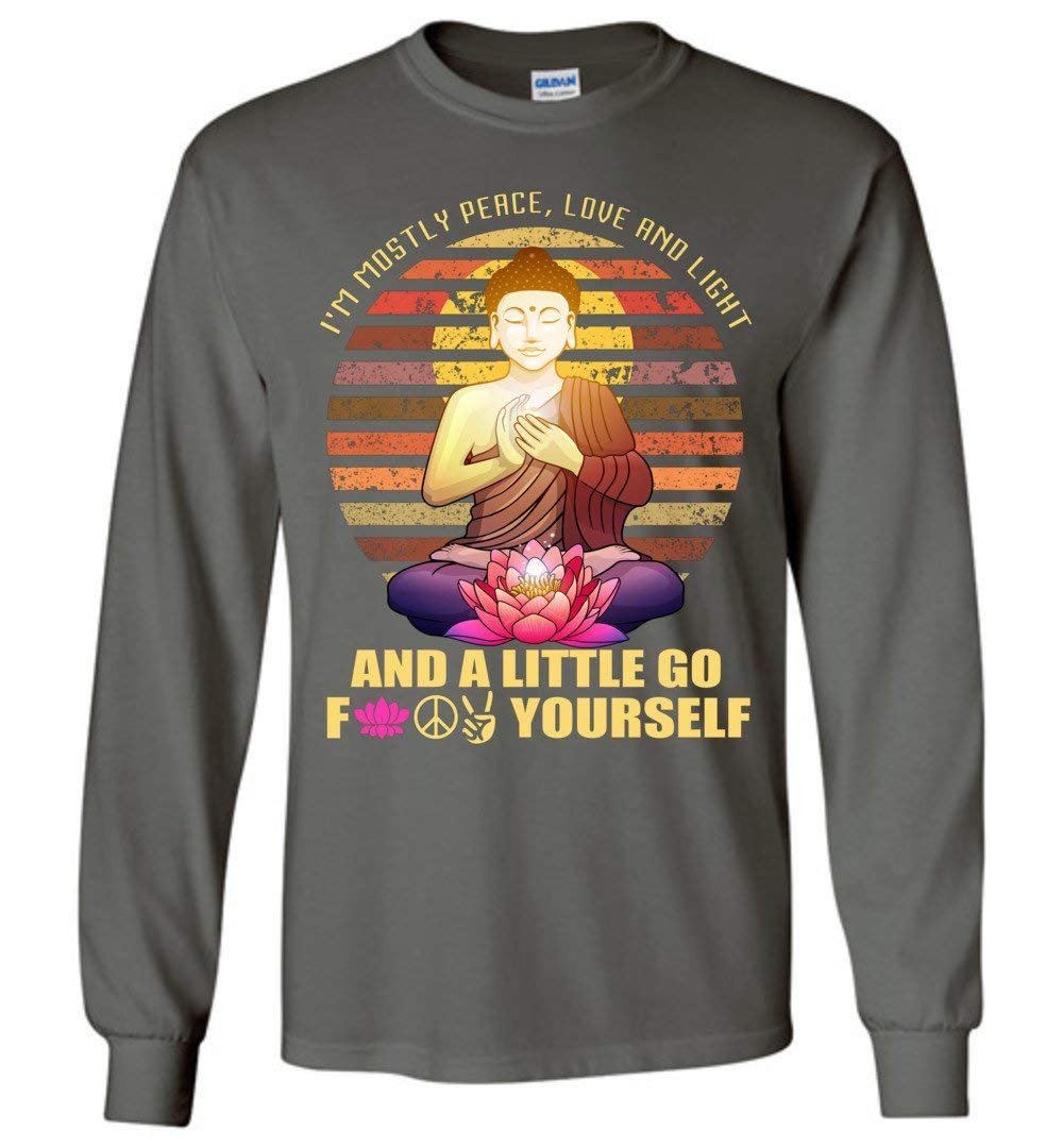 I'm Mostly Peace Love And Light And A Little Go Yoga Charcoal T Shirt