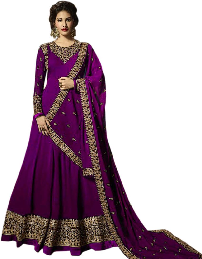 Women's Georgette Long Anarkali Semi Stitched Salwar Suit With Dupatta