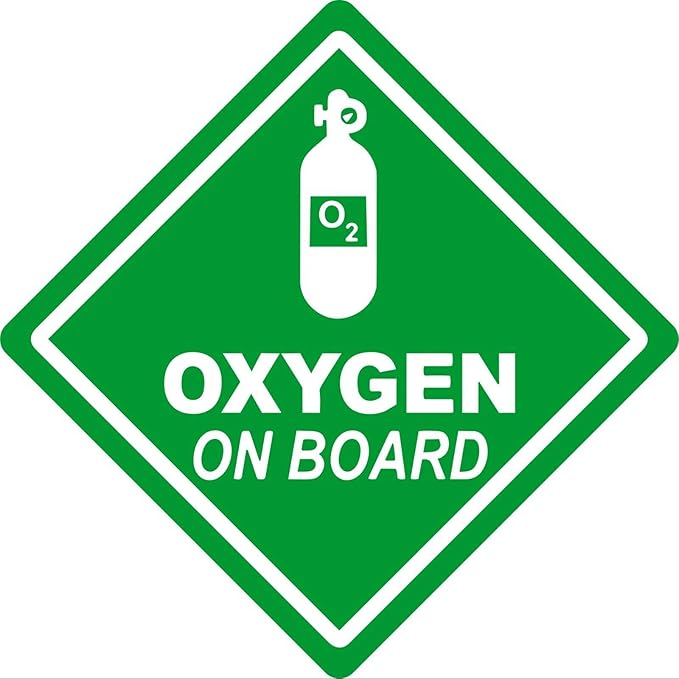 Oxygen On Board O2 Medical Bumper Sticker Vinyl Decal Arts