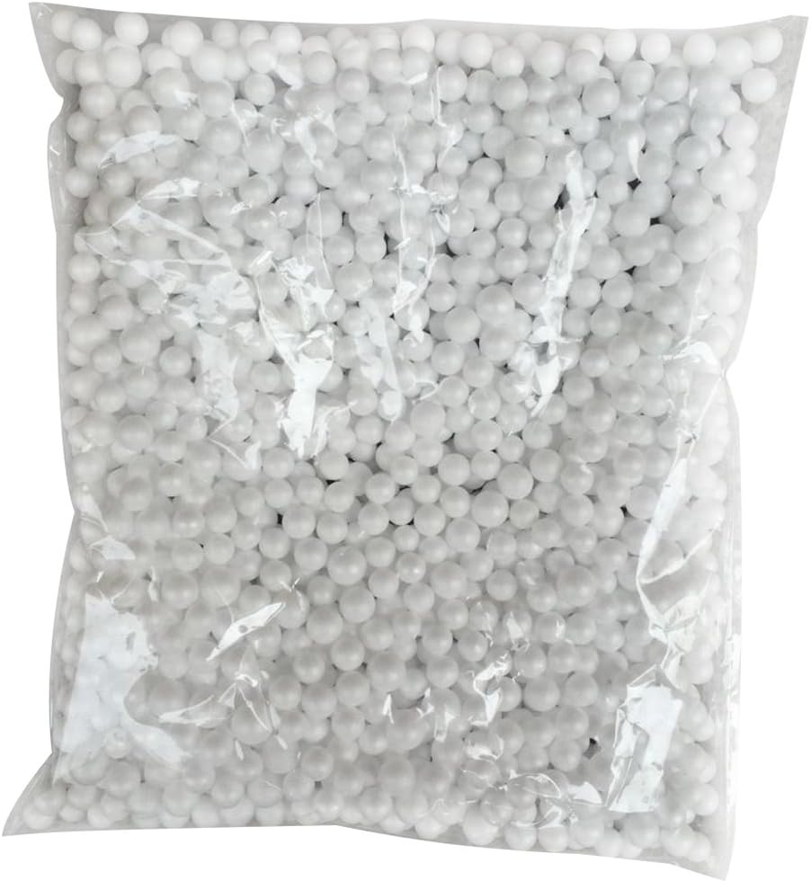 Westeng Slime Foam Beads Colorful Craft Foam Balls 0.27-0.35 Inch(1400pcs) Decorative Styrofoam Foam Balls for Arts DIY Homemade Slime, Kid's Craft, Wedding Party Decoration 1 Pack (White)