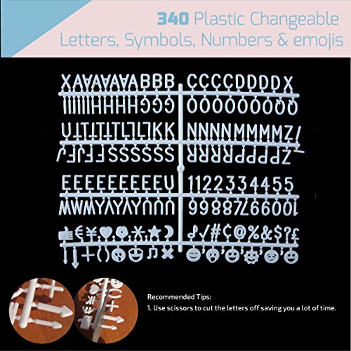 Felt Letter Board with 340 Plastic Changeable Letters, Symbols, Numbers & Emojis in White, 10x10 Inch MFD Frame in Macaron Pink, Picture Stand, Wall Mount & Drawstring Bag by PROHAPI (Light Pink) - Thumbnail 4