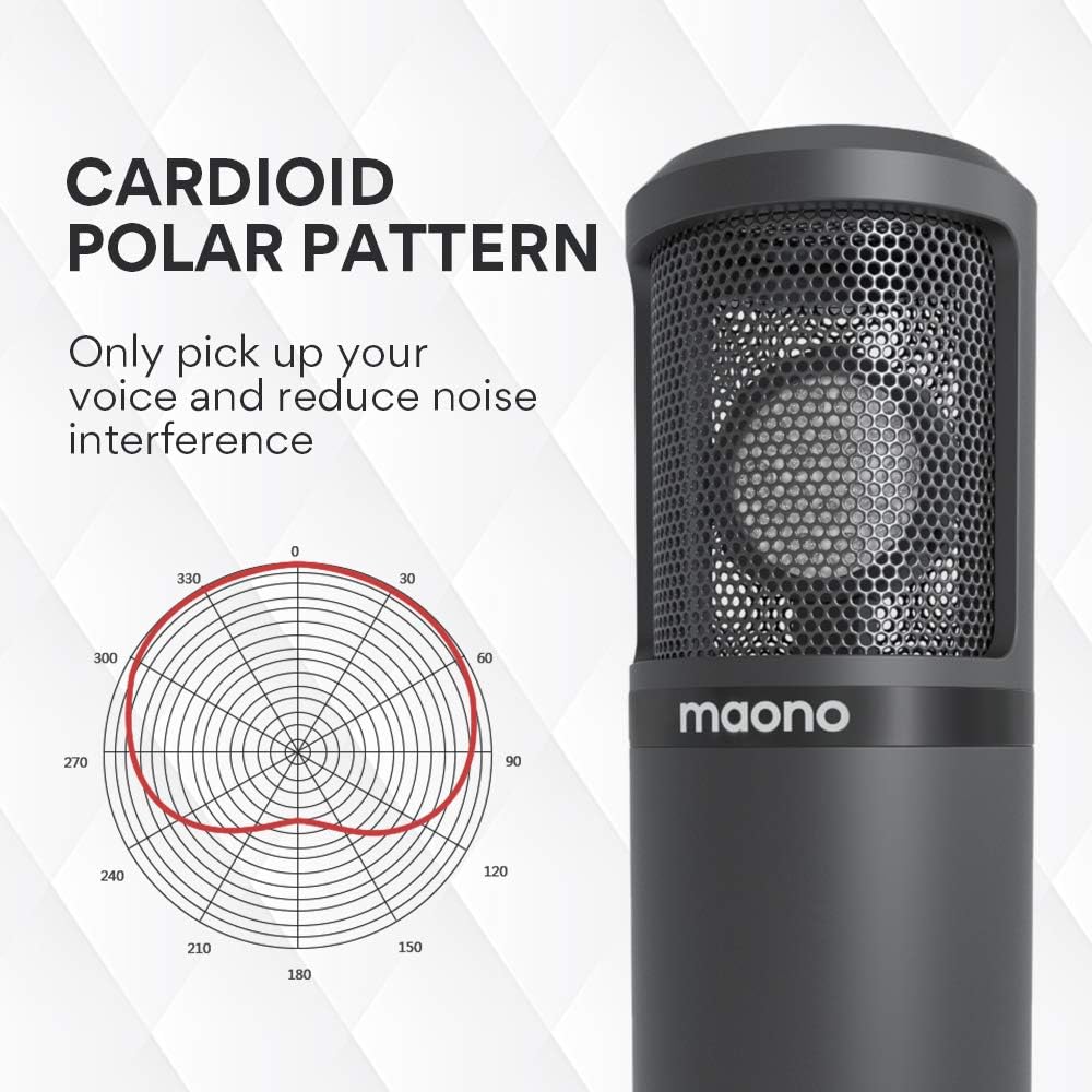 USB Microphone 25mm Large Diaphragm MAONO AU-PM430 Condenser PC Cardioid Mic with Professional Sound Chipset for Studio/Home Recording, Podcast, Gaming, Streaming, YouTube, Chatting: Computers & Accessories