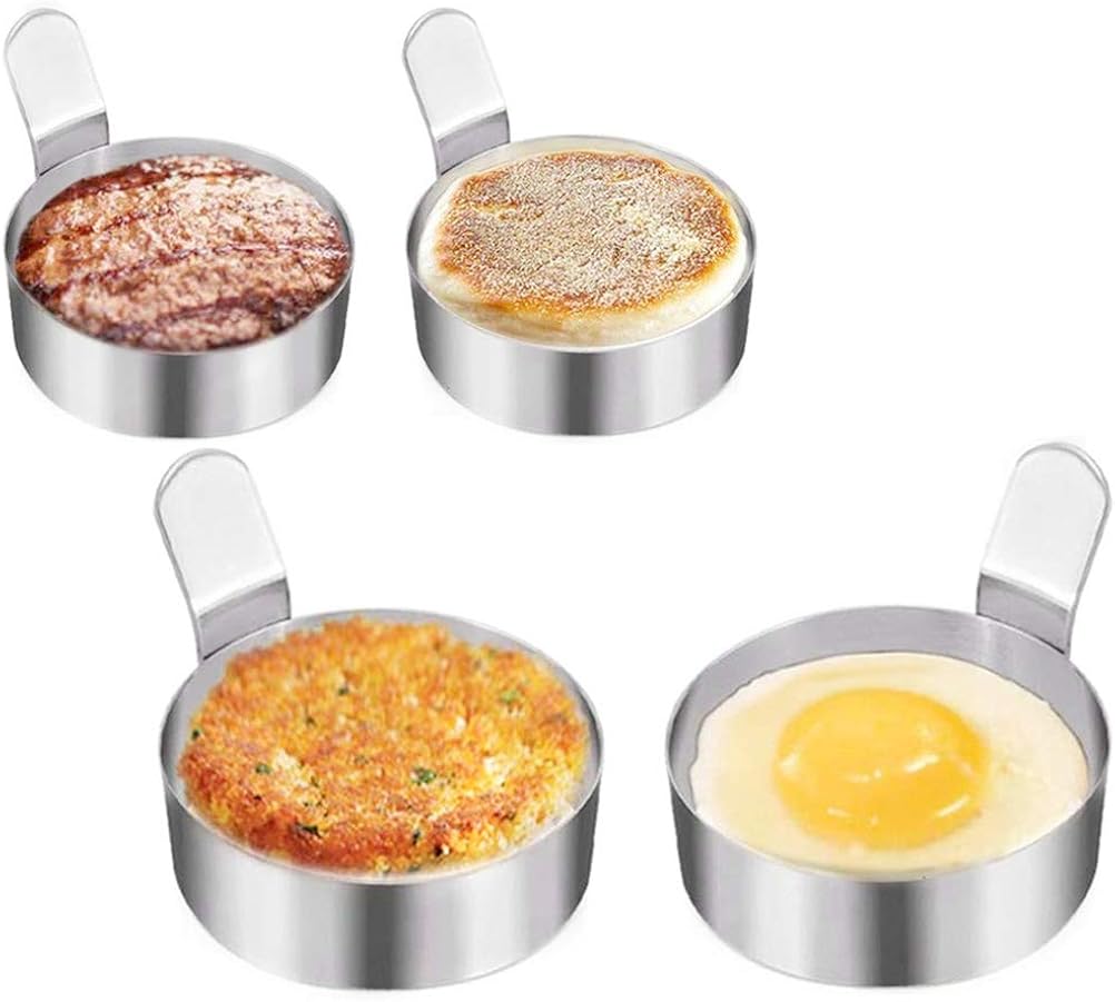 jemous Egg Ring Omelet Mold Stainless Steel Non Stick Eggs Mold 4 Packs