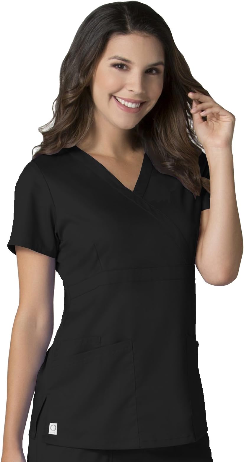 Maevn Women's EON Back Mesh Panel Mock Wrap Top