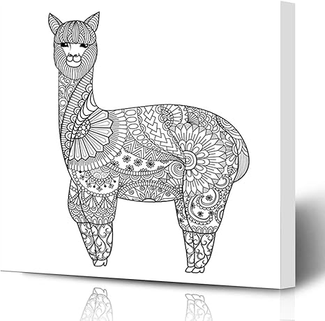Amazon Ahawoso キャンバスプリント ウォールアート 16x16インチ 塗り絵 農場 アルパカ ゼンタングル 本 大人用 抽象画 ファニー サファリ 動物園 アンティーク アーティスティックデザイン 家庭の装飾 リビングルーム オフィス 寝室用 アートフレーム ポスター