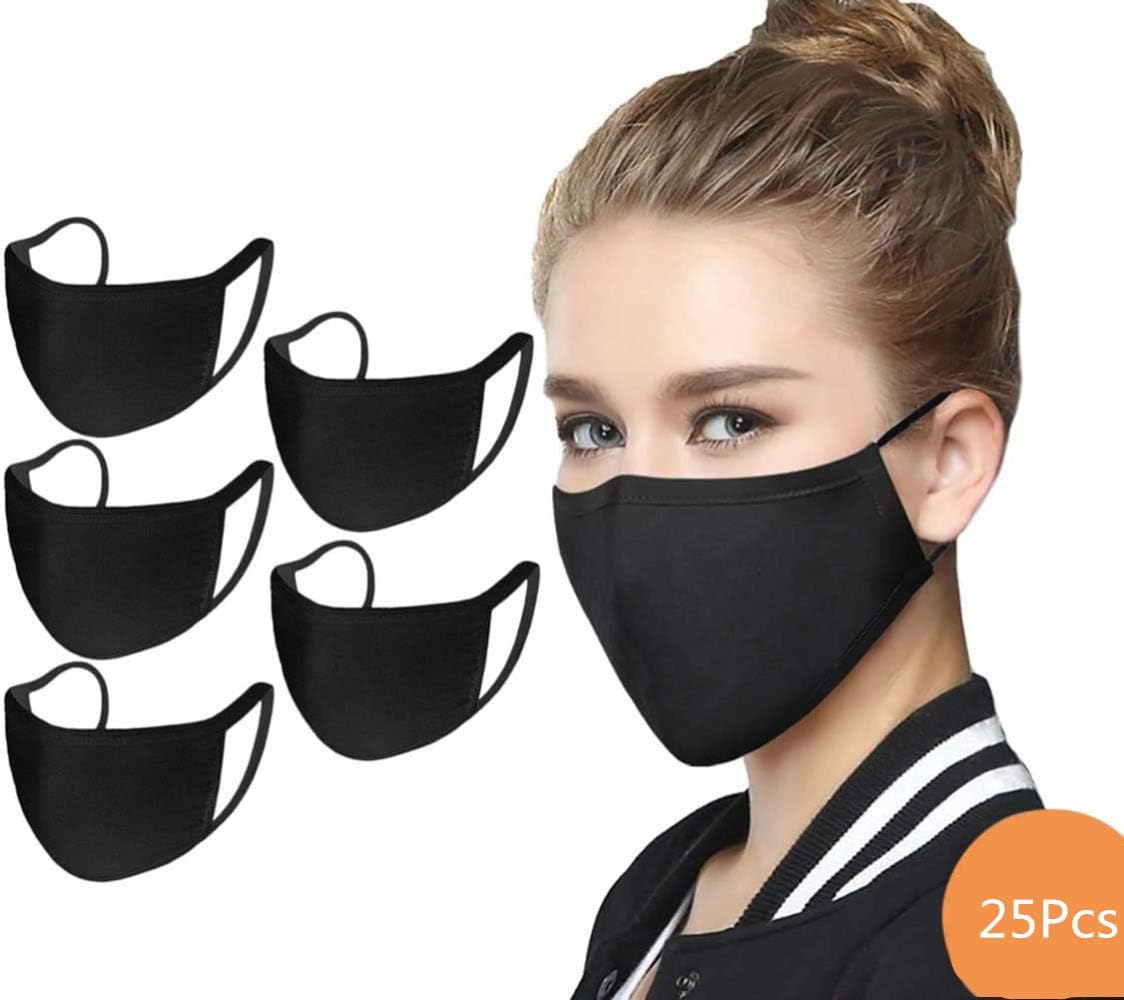 25Pcs Dust Mouth Mask Unisex Fashion Mask Washable and Reusable Cotton Face Mask, Safety Mask Anti Pollution Mask