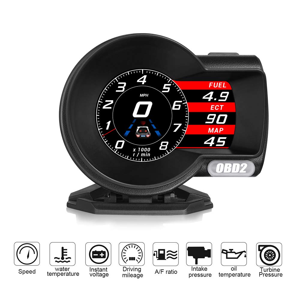 KKmoon F8 Car HUD Head-up Display OBD Speedometer OBDII EUOBD, with HD LCD Color Screen, Vehicle Diagnostic Tool Scan Fault Code OBD Speedometer