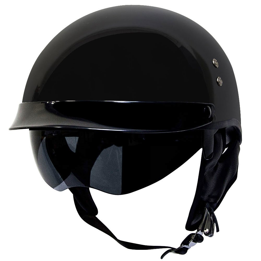 Voss 888 FRP Hand Laid Fiberglass DOT Half Helmet with Retractable Shield for Cruiser Street