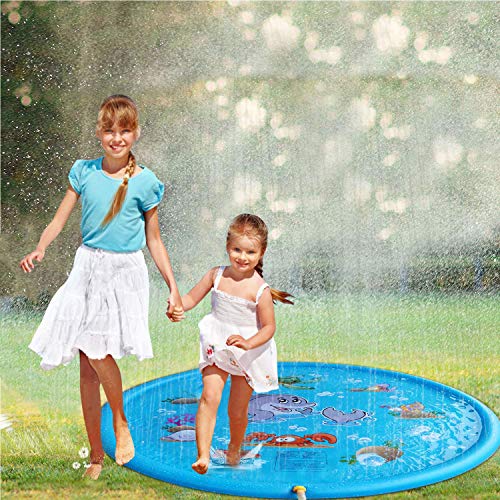 IAMGlobal 67" Sprinkle and Splash Play Mat, Inflatable Splash Pad, Sprinkler Pad, Outdoor Water Toys for Adults and Kids for Beach Garden (67 Inch)