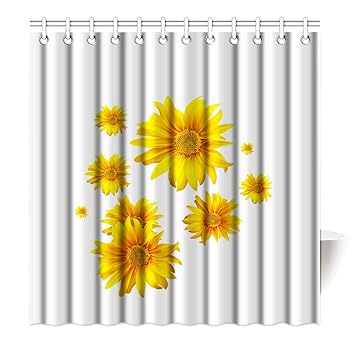 Amazon Com Sxchen Shower Curtain With Hooks Yellow Daisy Flowers