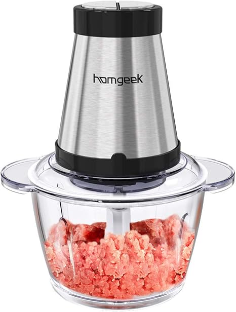 Amazon Co Jp Homgeek フードプロセッサー ガラス おろし器300w 二つモード 1 2lボウル 肉ミキサー 一台多役 4枚刃カッター 操作簡単 滑り止めマット 水洗い可能 ホーム キッチン