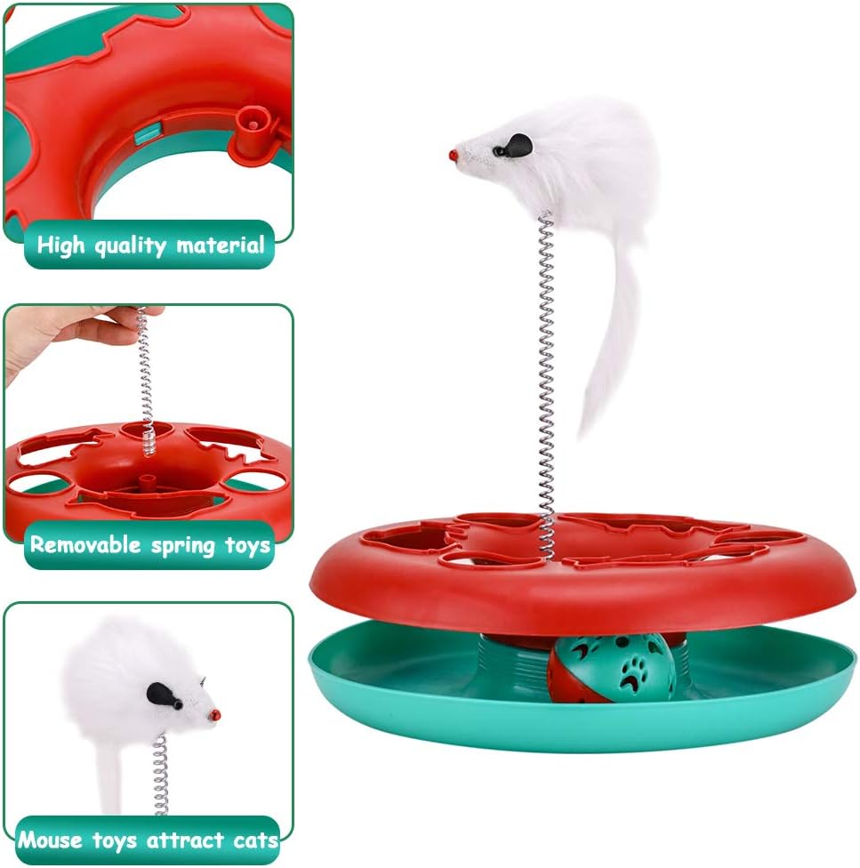 Interactive Cat Toys Roller, Spring Cat Toys with Catnip, Kitten Tracks, Pet Toy with Moving Balls Teaser Mouse Exercise : Pet Supplies