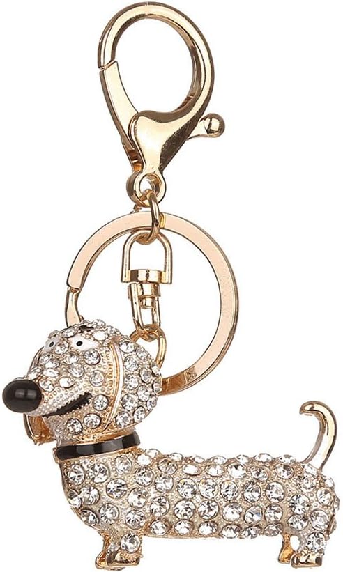 Crystal Dog Keyring Decorative Pendant Keychain for Handbag and Car Trinket Souvenir (White), 40 x 55 x 40 mm