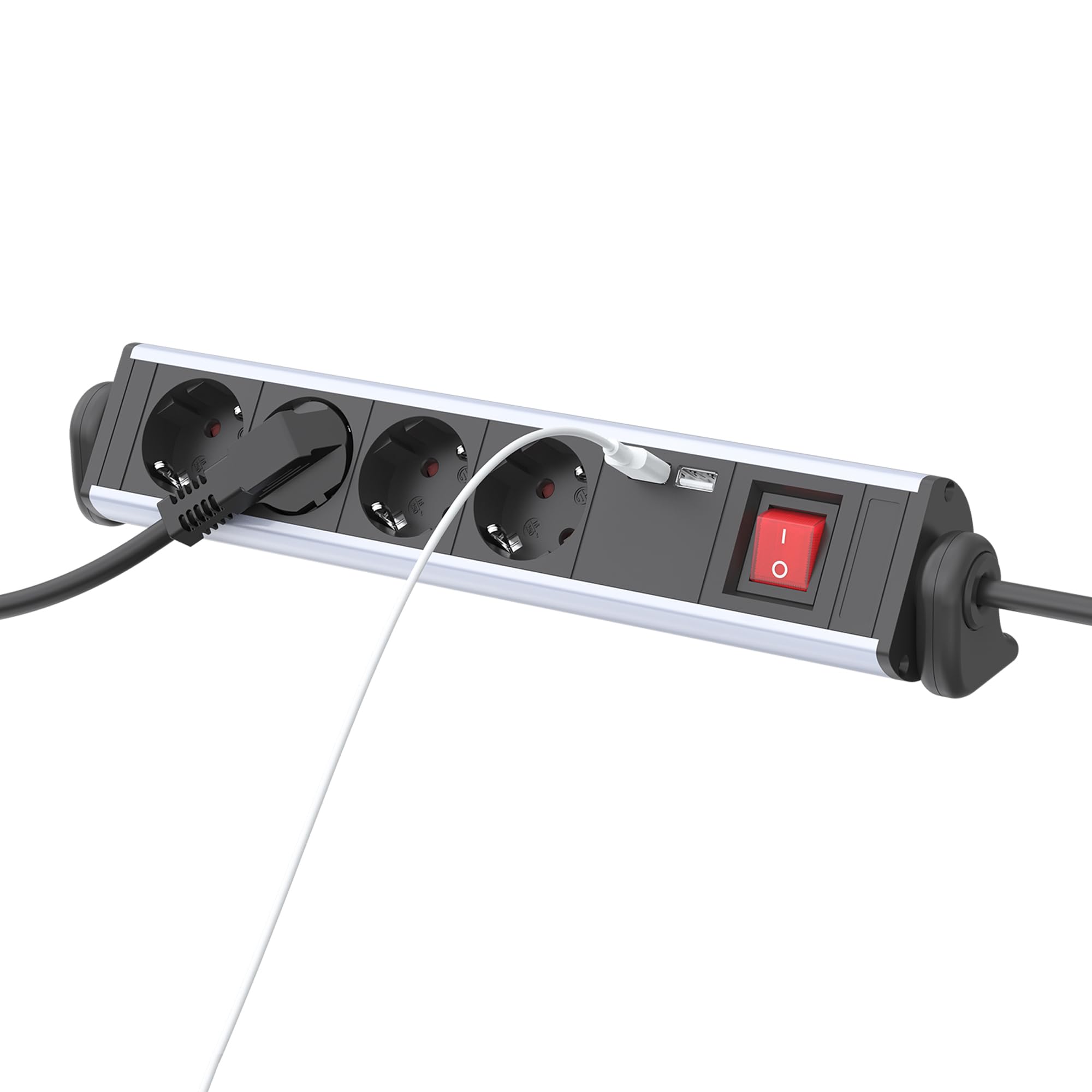 Drehbare Steckdosenleiste mit USB für Schreibtisch, TÜV/GS Zertifiziert