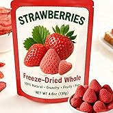 Whole Freeze-Dried Strawberries - 4.6oz Dried Strawberry Fruit Crunchy, 100% Real Dried Fruit Snack, Single Ingredient, Great for Yogurt, Smoothies, Baking, Chocolate, Camping Food