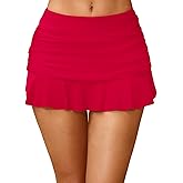 Tempt Me Women Ruched Ruffle Swim Skirt - 2025 Mid Rise Tummy Control Bikini Swimsuit Bathing Suit Skirt Bottom