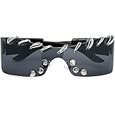 Dollger Y2K Punk Rock Sunglasses with Unique studded, Goth Steampunk Oversized Square Frame, Cool Festival Cosplay Eyewear for Women and Men