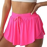 Flowy Athletic Shorts for Women Running Tennis Butterfly Shorts Girls 2-in-1 Double Layer Quick-Drying Comfy Shorts