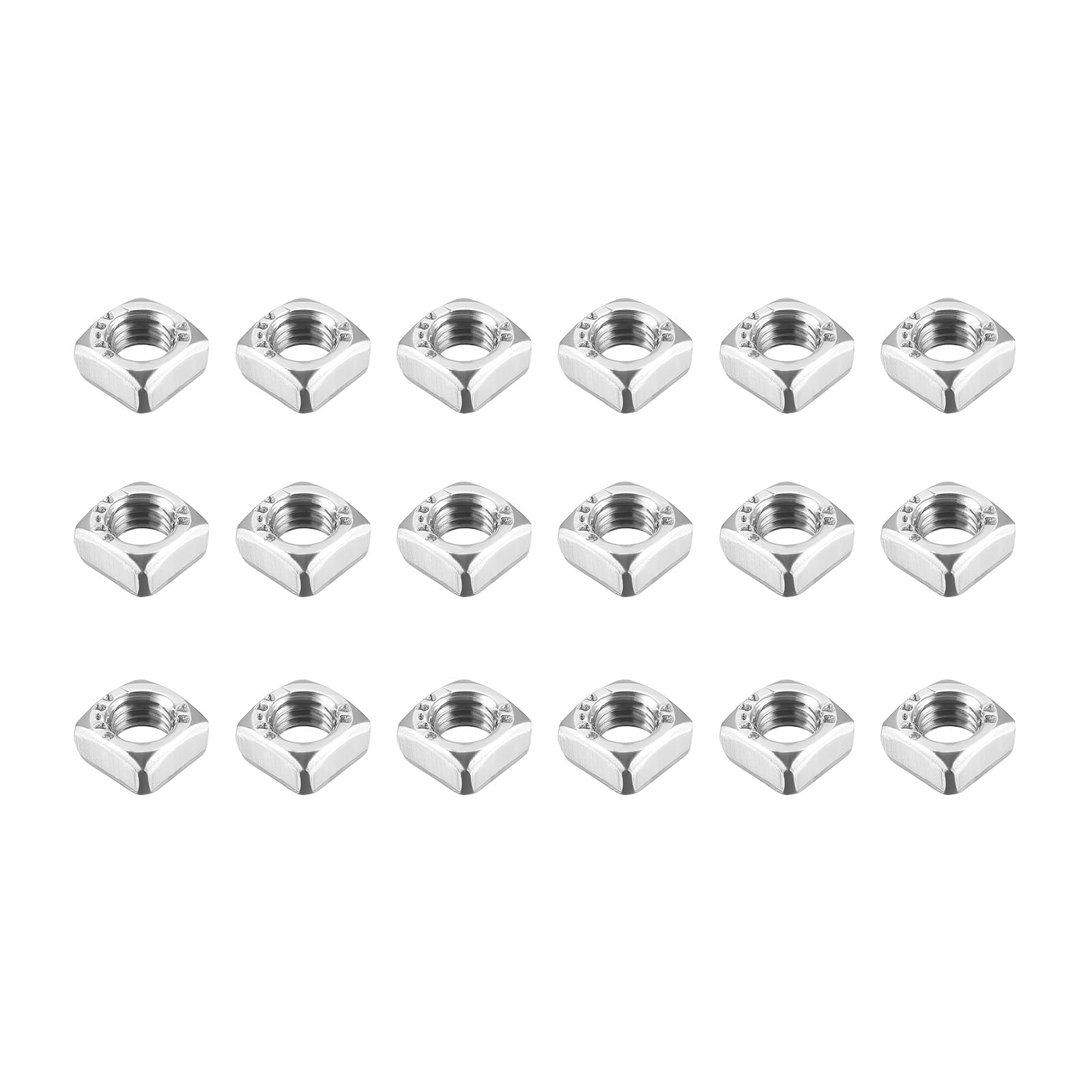 METALLIXITY Square Nuts (M5x0.8mm/0.03") 50Pcs, 304 Stainless Steel Square Machine Screw Nuts - for Indoor and Outdoor, Silver