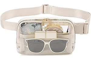 ABOUME Clear Fanny Pack Stadium Approved for Women Men Clear Belt Bag with Adjustable Strap Clear Crossbody Bag Waist Bag for Concerts Sports Travel Hiking Running (Beige)