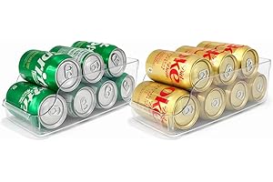 Fridge Organizer Bin for Soda Cans, Set of 2 – Clear Multipurpose Storage for Refrigerator, Pantry & Countertop, Holds Bevera