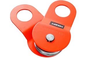 HOUERT Heavy Duty Recovery Winch Snatch Block 8 Ton / 17,600 lb. Capacity, Pulley System for Synthetic Rope or Steel Cable, Off-Road Recovery Accessory (Red)