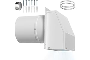 6 Inch Wall Vent Hood, Outdoor Hooded Wall Vent with Screen and Damper, Galvanized Steel Vent Cover Cap for Kitchen/Bathroom 