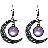 Gothic Moon Earrings for Women Punk Black Moon Earrings Vintage Crescent Moon Dangle Earring Halloween Outfit Accessories