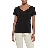 Three Dots Womens V-Neck Short Sleeve Tee