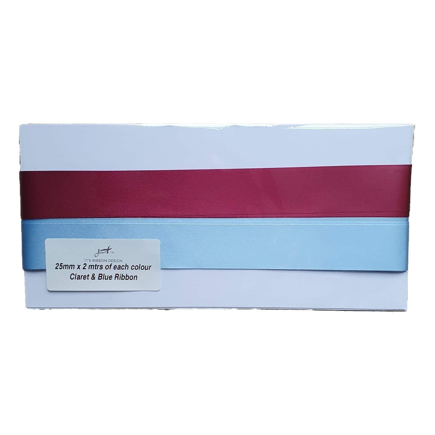 25mm Claret & Blue Football Themed Ribbon 2 Metres of Claret 2 Metres of Blue