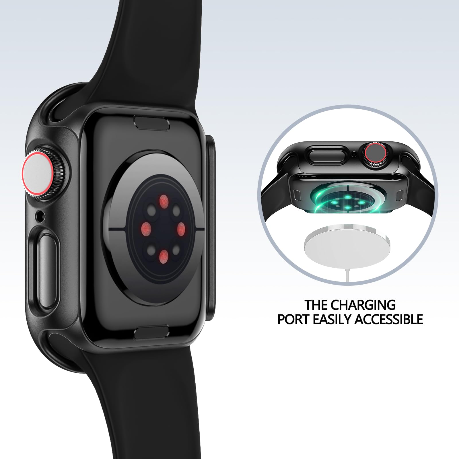 Case for Apple Watch Screen Protector SE 3(2025)/SE 2/SE/Series 4 5 6 44mm Built-in HD Tempered Glass | Slim Guard Bumper | Full Coverage Protective | Hard PC Face Cover Compatible iWatch