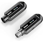 KYXAIN Wireless Microphone Transmitter Receiver 2.4GHz, Wireless Microphone Adapter Rechargeable XLR Transmitter Receiver for Mixer PA Speaker DSLR Camera, 48V Phantom Power for Condenser Mic