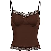 SOLY HUX Women's Y2k Lace Crop Tops Sleeveless Slim Fit Camisole Summer Going Out Outfit