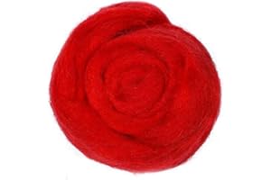 Catopia Wool Roving Yarn, 100G/3.53OZ Soft Felting Wool Pure Chunky Roving Yarn Bulk for Needle Felting Knitting Blanket Spinning Weaving DIY Craft,Red