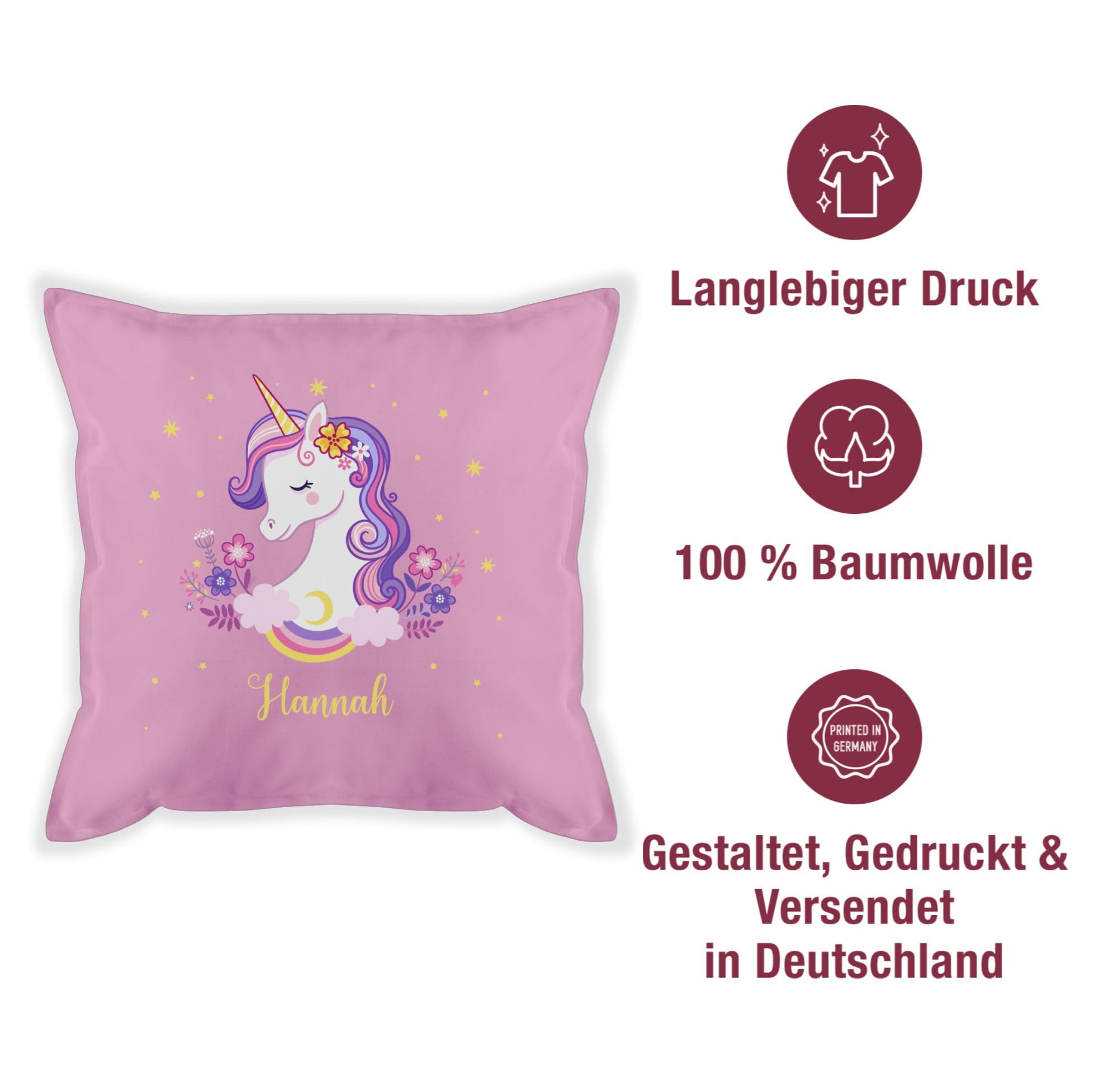 Kissen 50x50 - Einhorn Geschenk Einhörner I Unicorn - 50 x 50 cm - Pink - mädchen einhornkissen Unicorns Name kopfkissenbezug Baumwolle personalisierte einhörnern with Cushion Geschenke 5