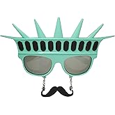 Sun-Staches 4th of July Sunglasses | USA Patriotic Shades Photo Booth Party Attire | UV 400 | One Size Fits Most
