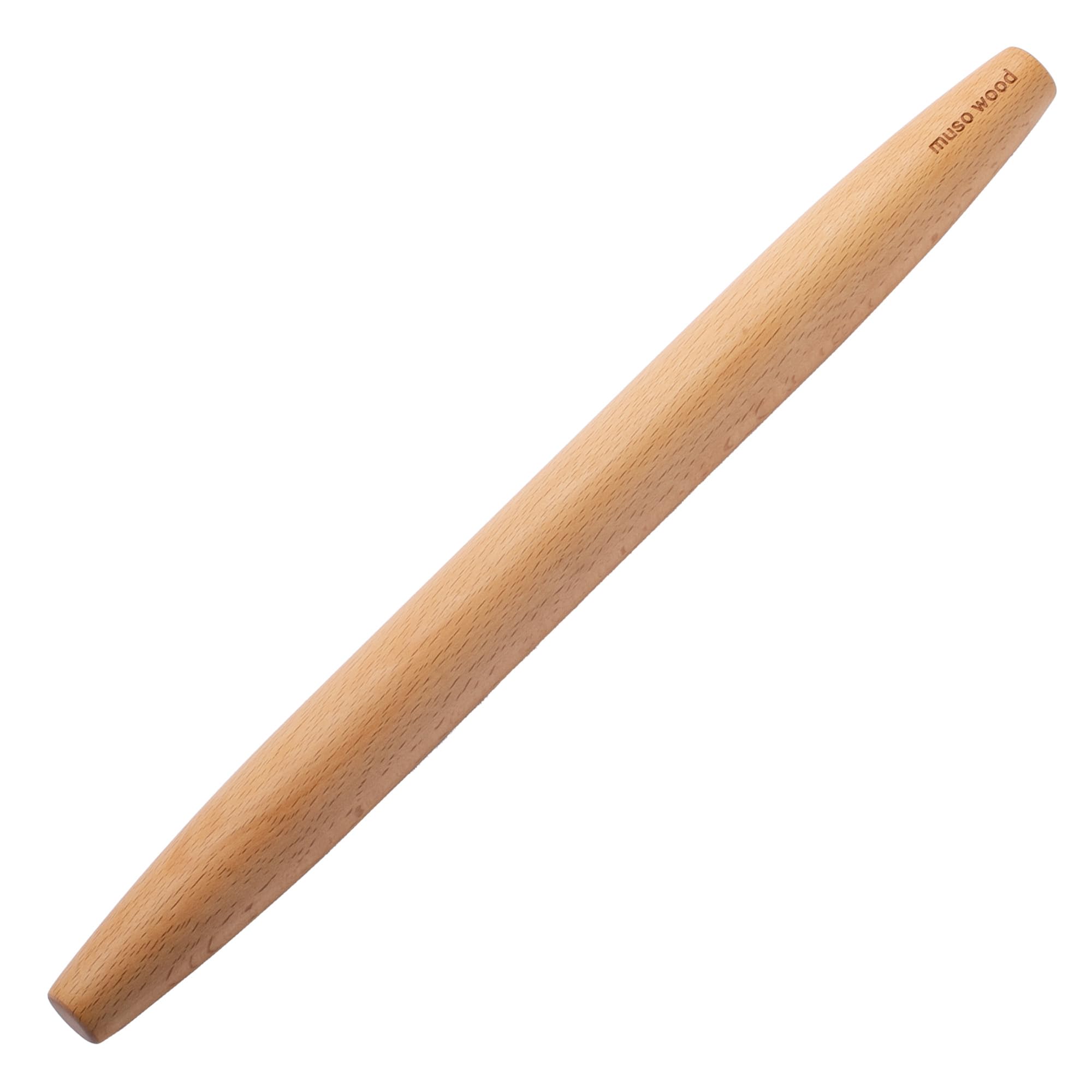 Muso Wood Rolling Pin - French Rolling Pin for Baking - Wooden Rolling Pin for Fondant, Pizza, Cake (44.5 cm - Beech Wood)