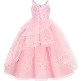 Girls Glitter Princess Dresses Halloween & Birthday & Amusement Park Theme Cosplay Party Fancy Costumes for 3-10 Years Kids