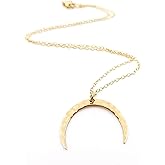 Crescent Moon Necklace – Bronze Hammered Pendant on 18" 14k Gold Filled Chain – Handmade Celestial Gift Ready Jewelry