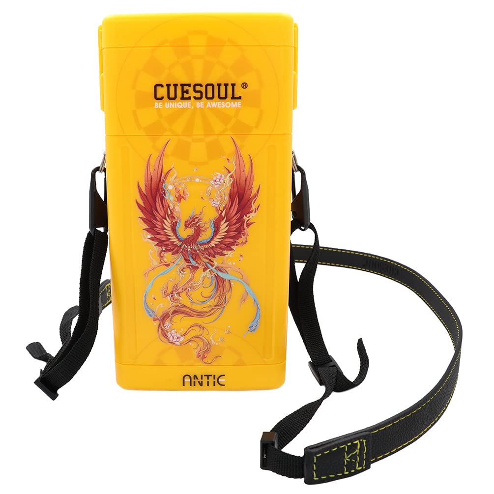 CUESOUL ANTIE Hard Dart Case,Holds 6 Steel Tip Darts/Soft Tip Darts & Extra Accessories,with Four Mythological Symbols Design,Durable Use