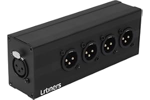 Lrbners 4-Way XLR Stereo Audio Splitter, 1 Female to 4 Male Balanced Audio Converter, 1 in 4 Out 4-Channel Splitter Box